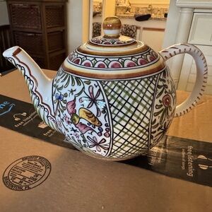 Hand-Painted Floral Ceramic Teapot